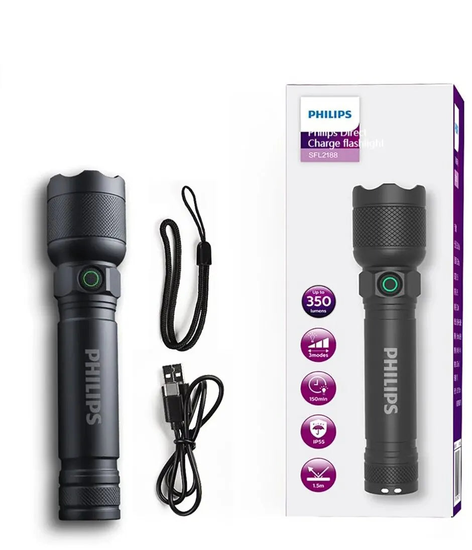 Philips LED Flashlight w USB Charger