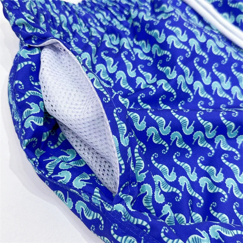 "Seahorse Party" Swim Trunks