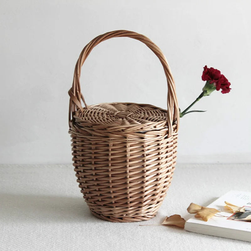 Women Straw Basket Beach Handbag