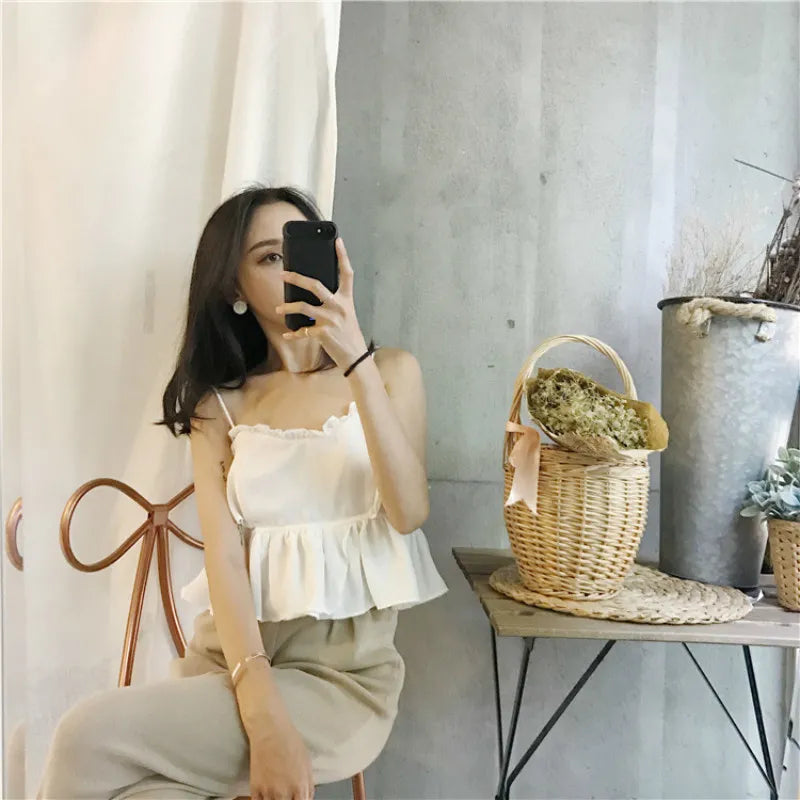 Women Straw Basket Beach Handbag