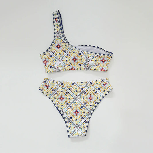 Printed Bikini High Waist Swimsuit