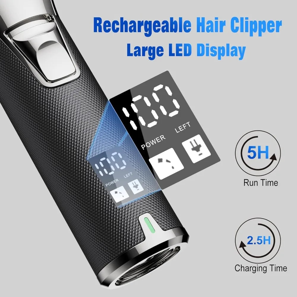 FADEKING Professional Cordless LCD Display Hair Clippers and Trimmer Set