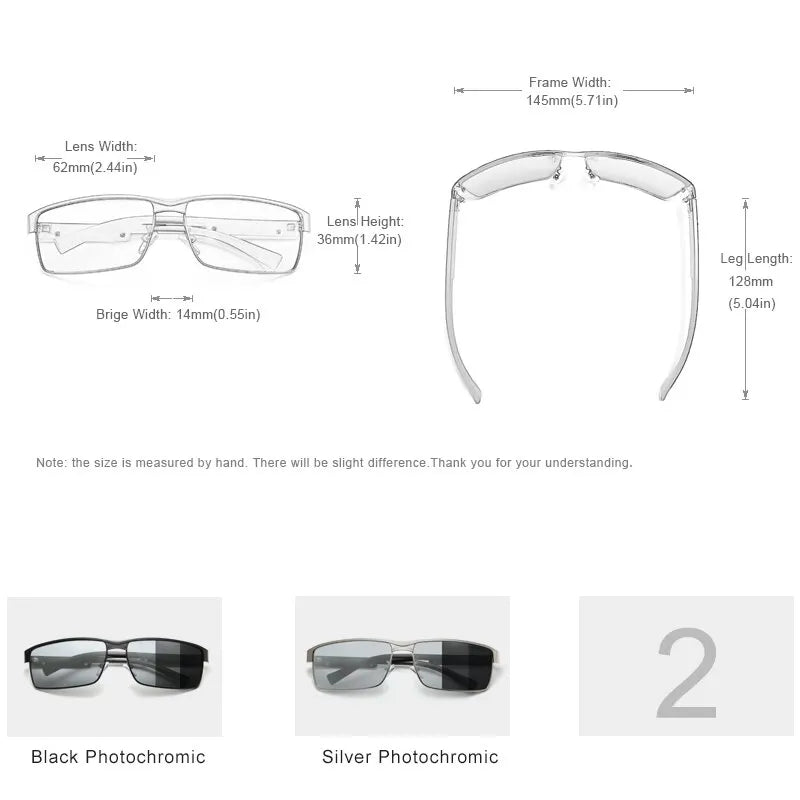 Men Polarized Photochromic Square Sunglasses