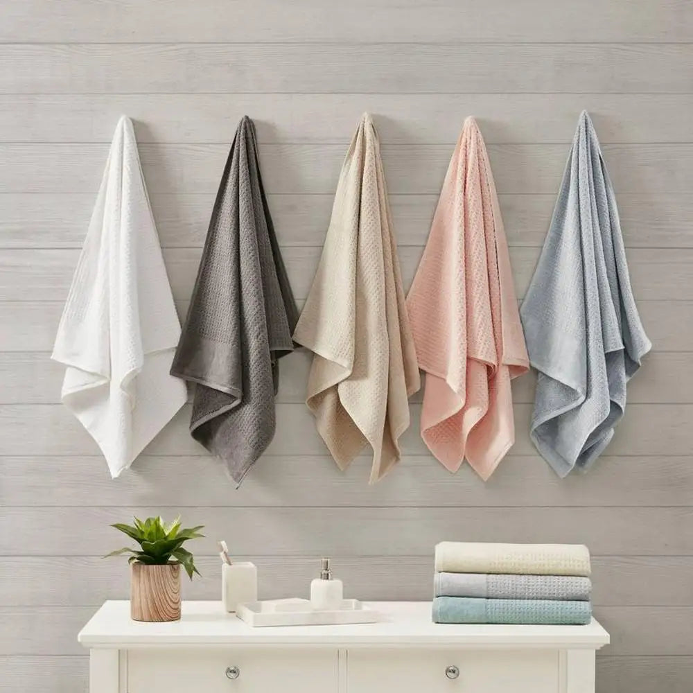6pc Spa Waffle Jacquard Cotton Bath Towel Set