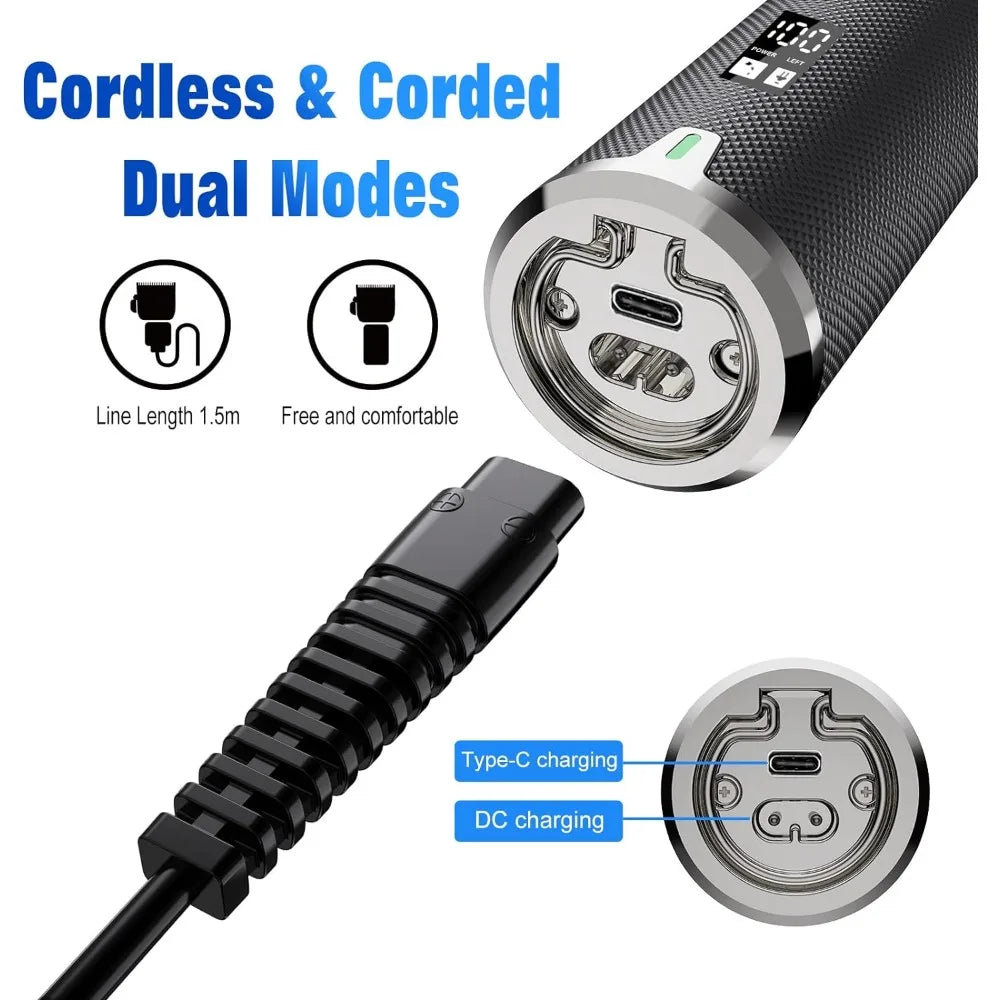 FADEKING Professional Cordless LCD Display Hair Clippers and Trimmer Set