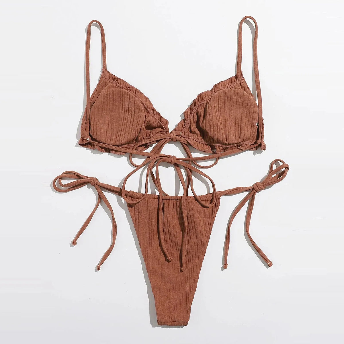 Solid Color Bandage Stretch Bikini Sets