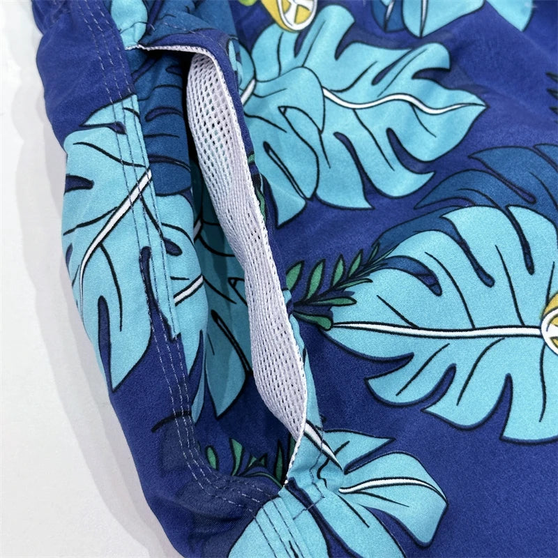 "Floral Leaves" Swim Trunks