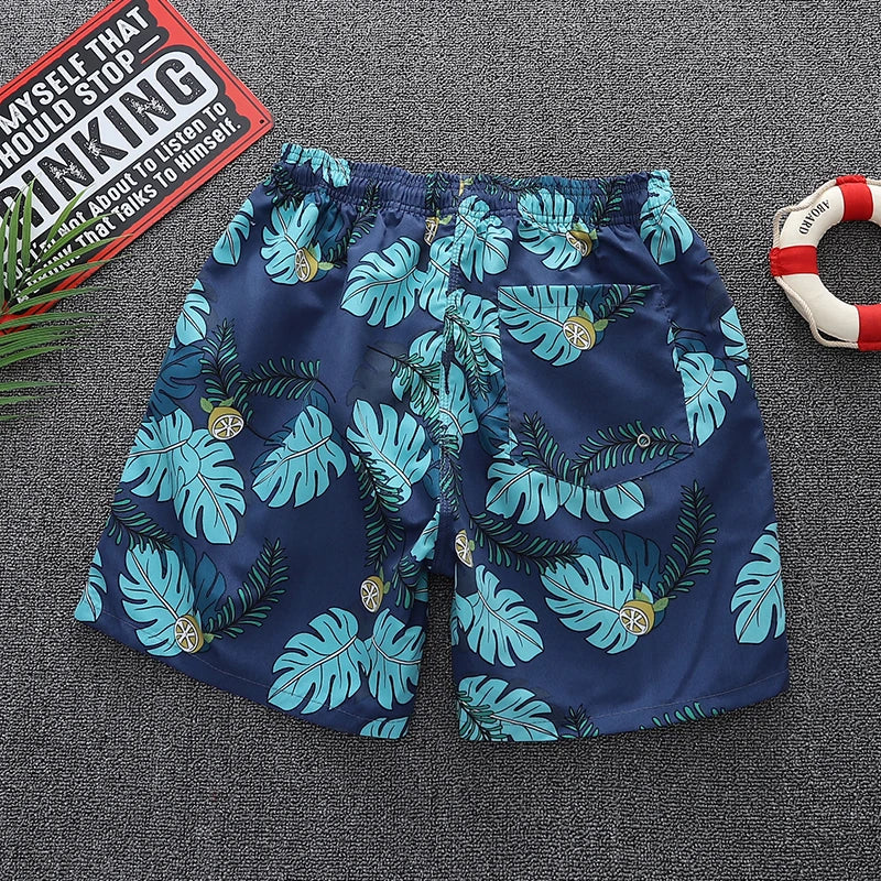 "Floral Leaves" Swim Trunks