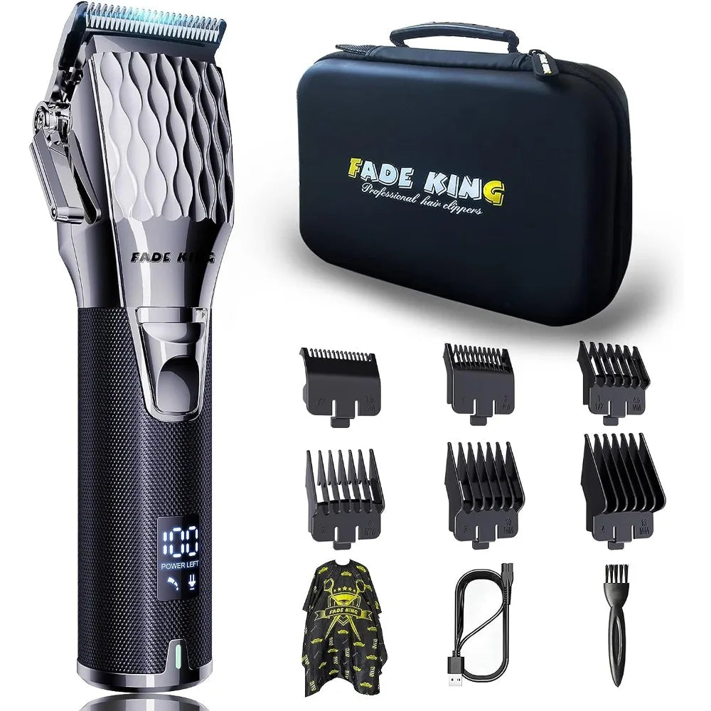 FADEKING Professional Cordless LCD Display Hair Clippers and Trimmer Set