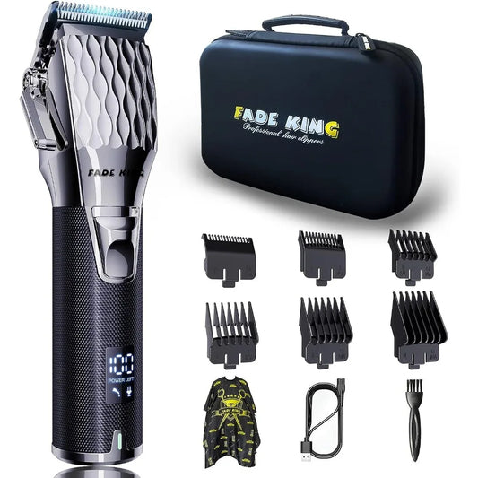 FADEKING Professional Cordless LCD Display Hair Clippers and Trimmer Set