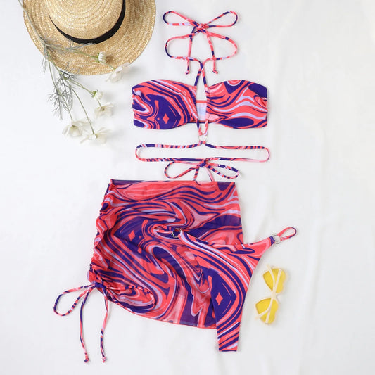 Tie Dye Cross Neck Bikinis