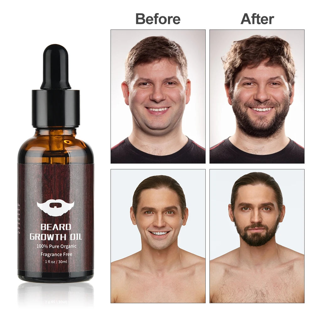 Hailicare 4pcs/Set Beard Growth Kit For Men