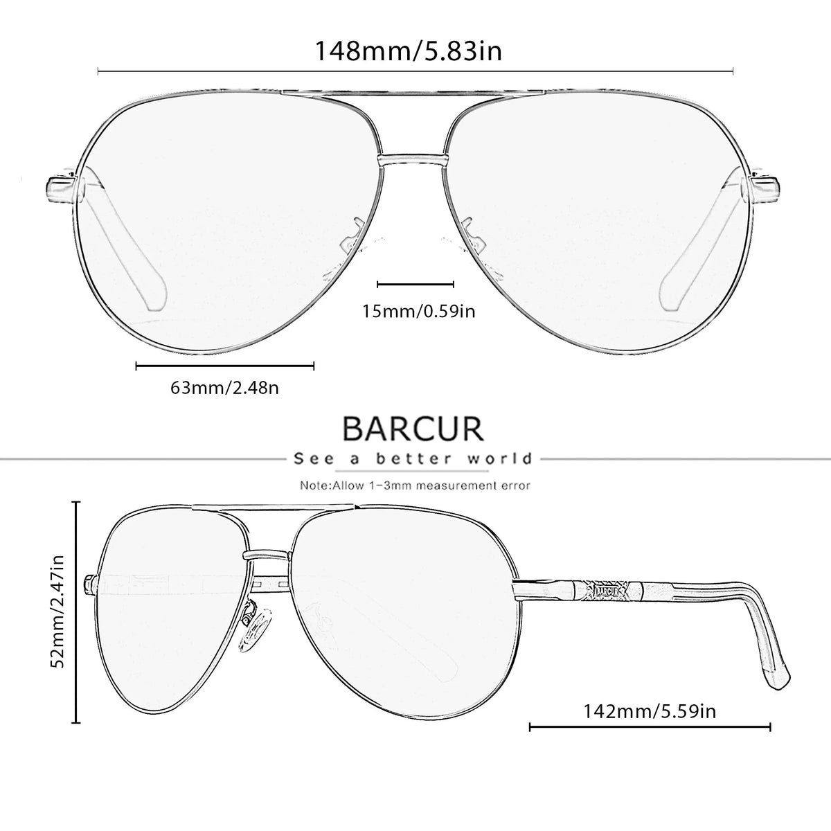 BARCUR Mens Vintage Classic Sunglasses