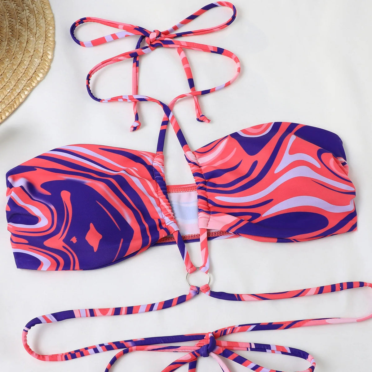 Tie Dye Cross Neck Bikinis