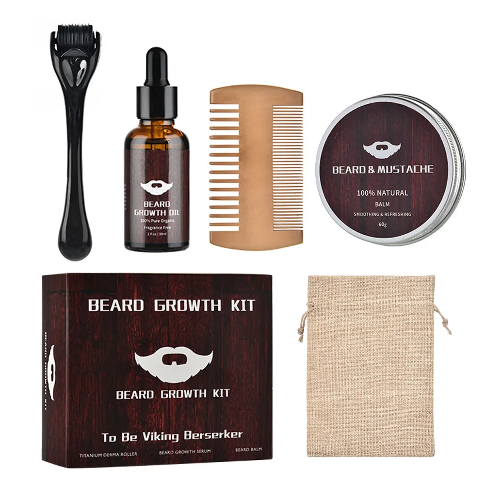 Hailicare 4pcs/Set Beard Growth Kit For Men