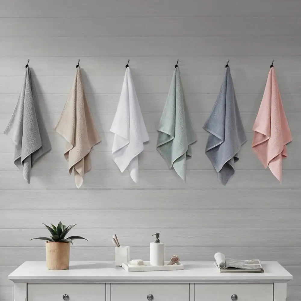 6pc Spa Waffle Jacquard Cotton Bath Towel Set