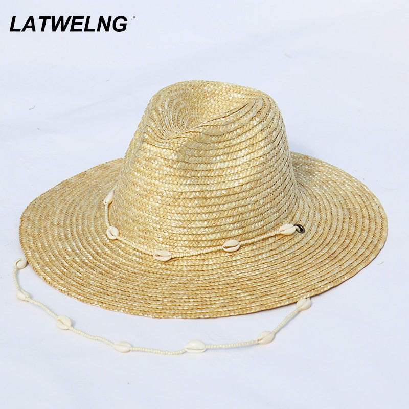 Seashells Beaded Beach Hats With Chain
