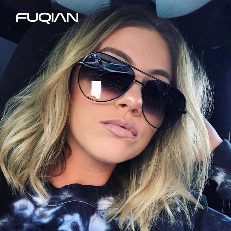 FUQIAN Classic Metal Aviation Sunglasses