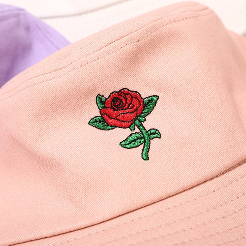 Unisex Cotton Rose Bucket Hat
