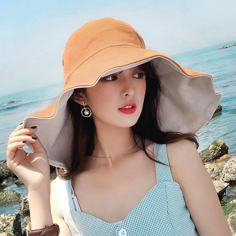 New Summer Women Foldable Sun Bucket Hat