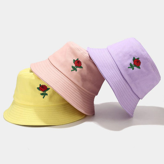 Unisex Cotton Rose Bucket Hat
