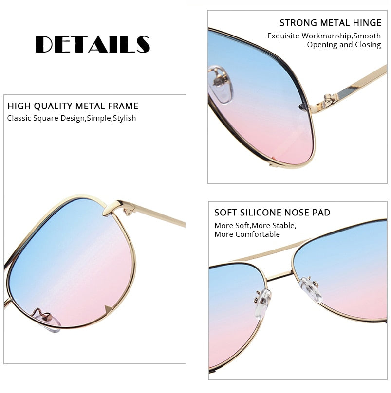 FUQIAN Classic Metal Aviation Sunglasses