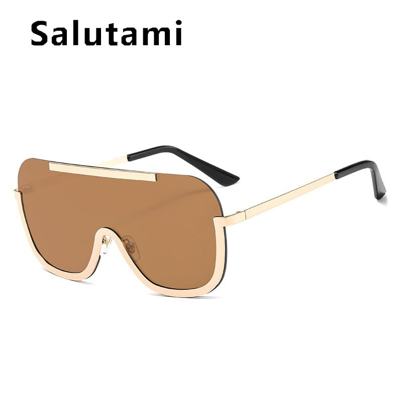 Unique One Piece Flat Alloy Sunglasses