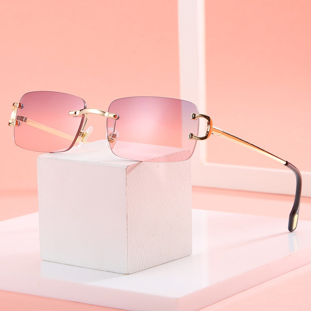 Kachawoo Retro Rectangular Sunglasses Rimless