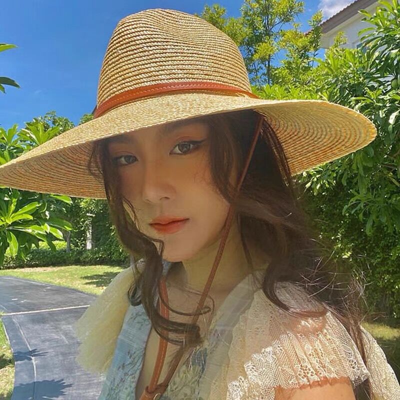 LATWELNG Belt Strap Straw Sun Hat