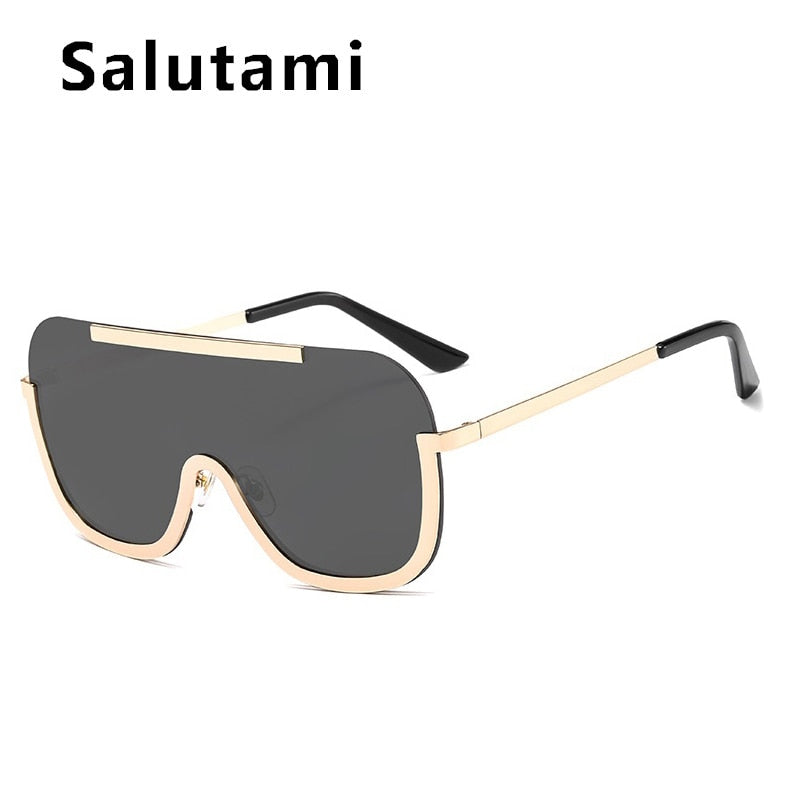 Unique One Piece Flat Alloy Sunglasses