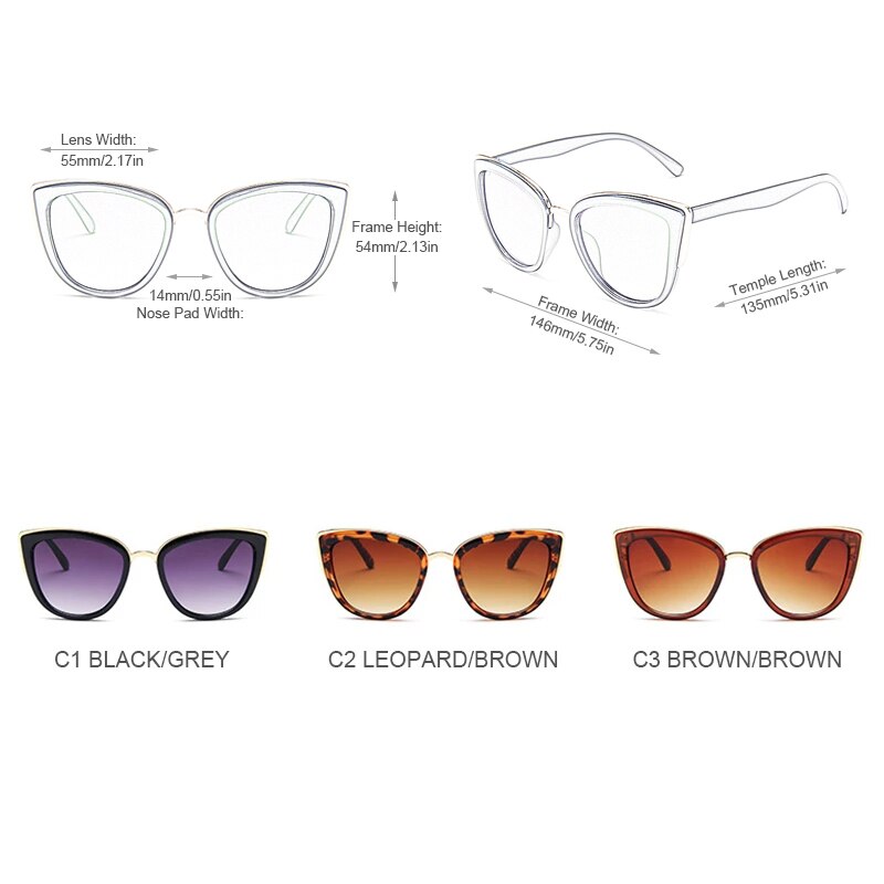 FUQIAN Classic Cateye Women Sunglasses