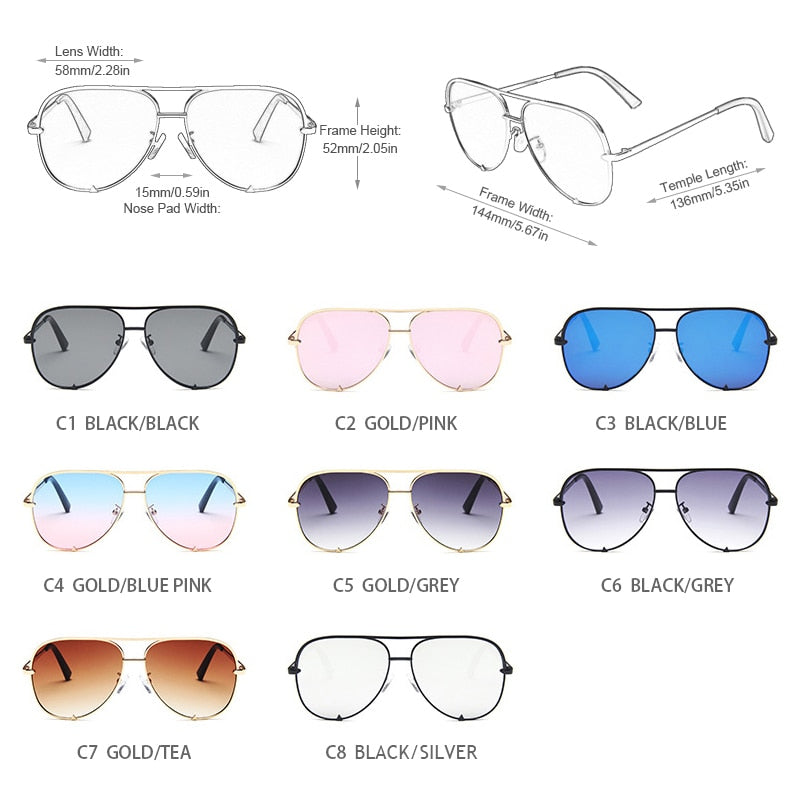 FUQIAN Classic Metal Aviation Sunglasses