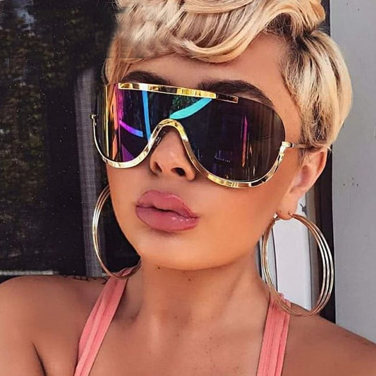 Unique One Piece Flat Alloy Sunglasses
