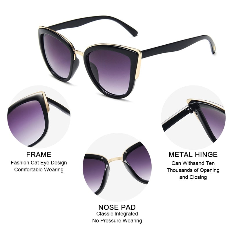 FUQIAN Classic Cateye Women Sunglasses