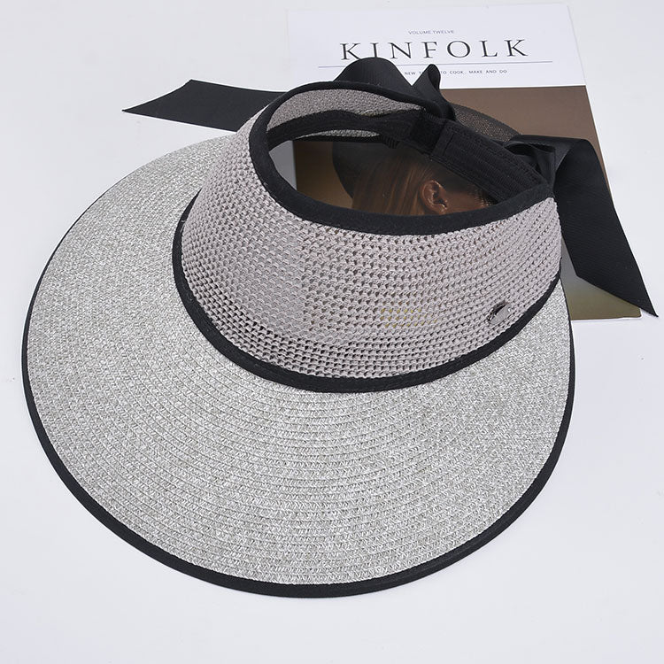 KINIJA Summer Wide Brim Empty Top Straw Hat