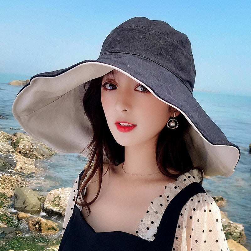 New Summer Women Foldable Sun Bucket Hat