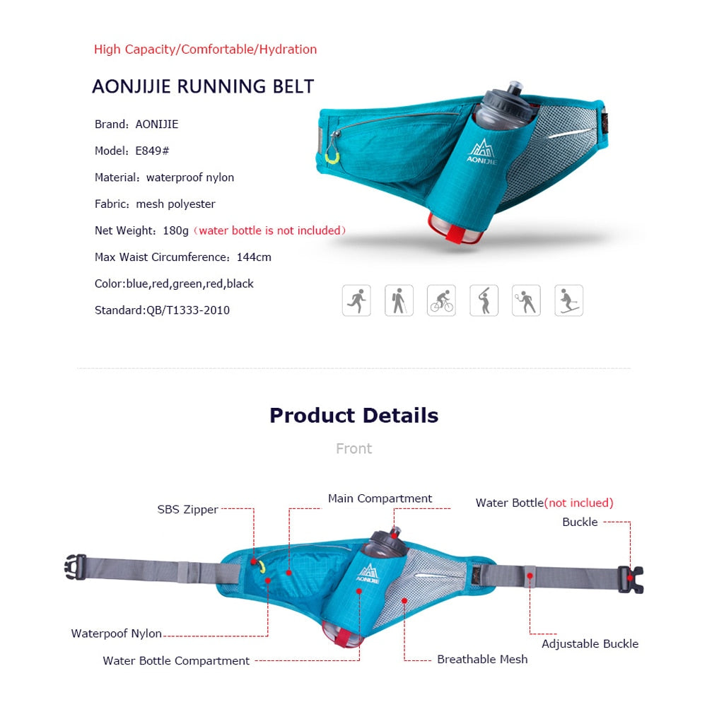AONIJIE Running Hydration Waist Pouch Belt