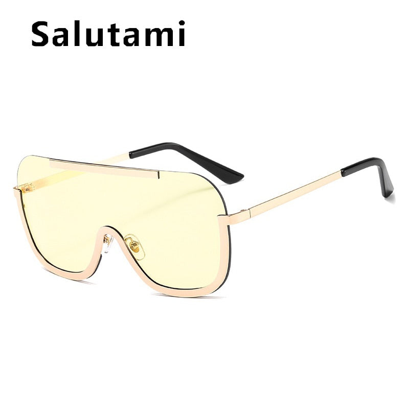 Unique One Piece Flat Alloy Sunglasses