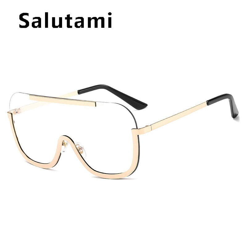 Unique One Piece Flat Alloy Sunglasses