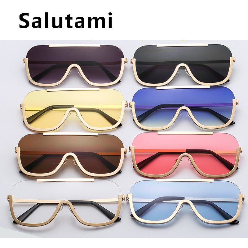 Unique One Piece Flat Alloy Sunglasses