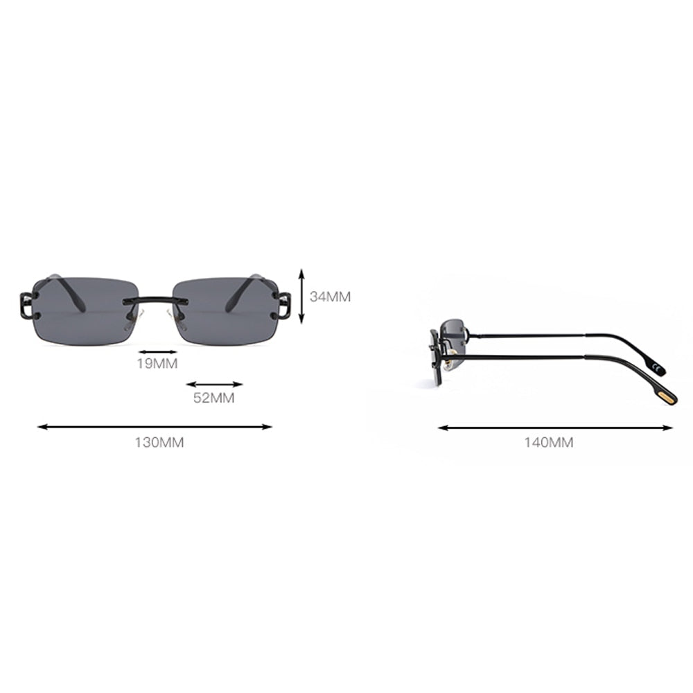 Kachawoo Retro Rectangular Sunglasses Rimless