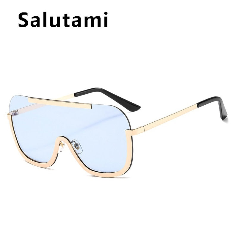 Unique One Piece Flat Alloy Sunglasses