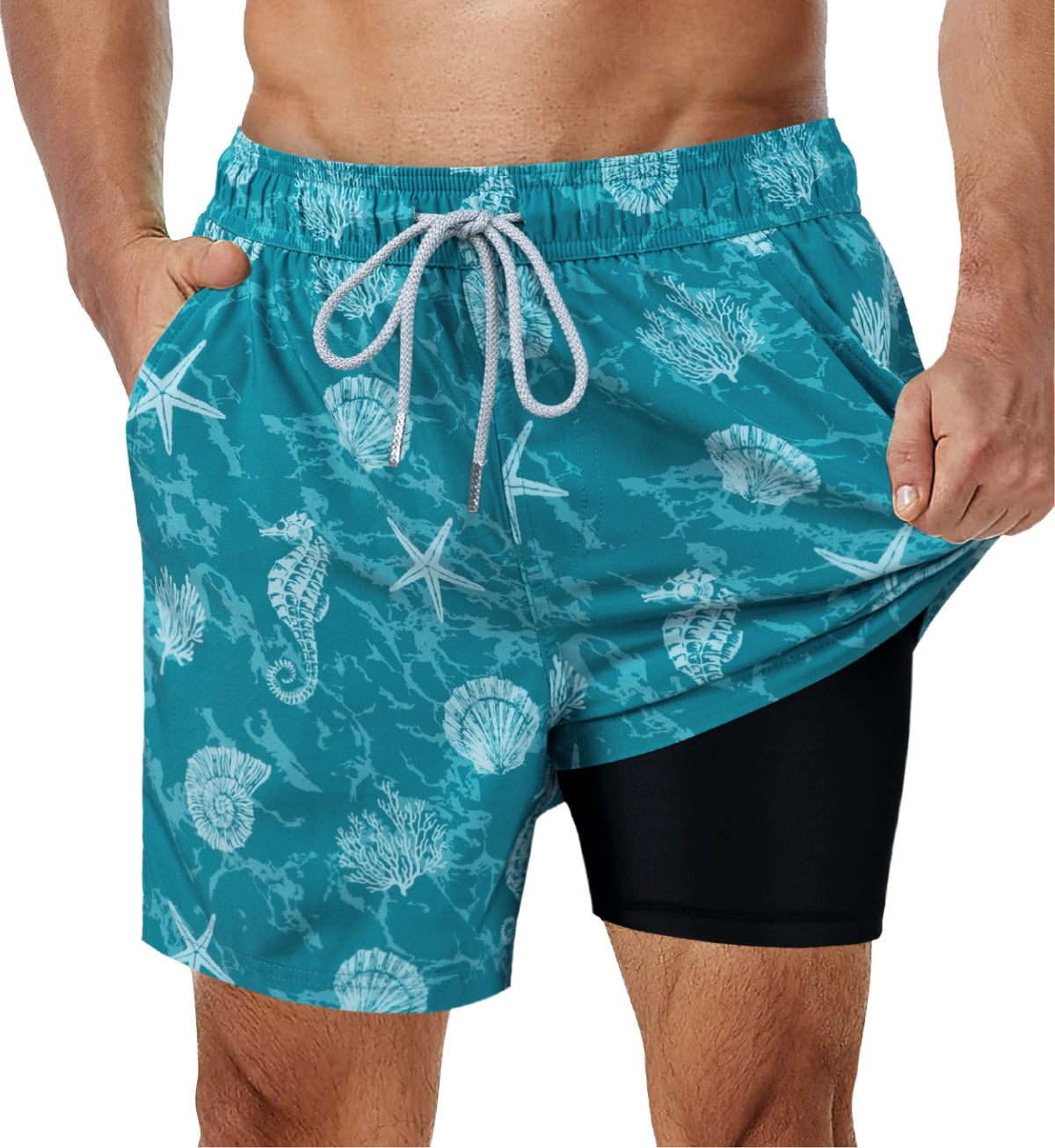 SURFCUZ Mens Swimming Trunks with Compression Liner