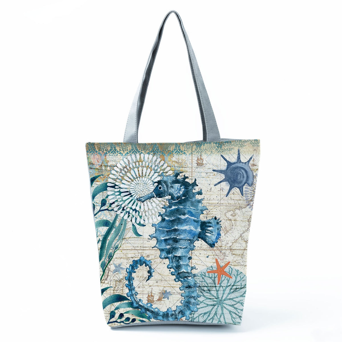 Ocean Shell Print Tote Bag