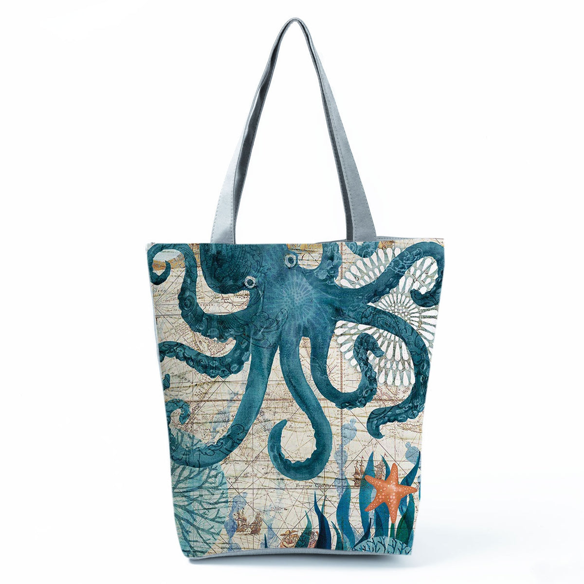 Ocean Shell Print Tote Bag