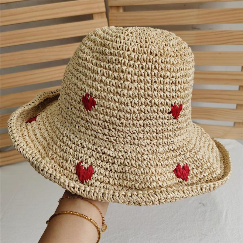 Braid Heart Straw Cap