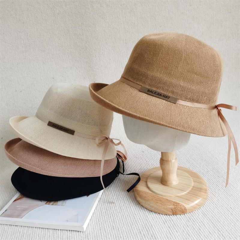Faux Straw Braid Summer Beach Hat With Roll Brim