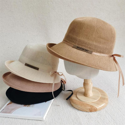 Faux Straw Braid Summer Beach Hat With Roll Brim