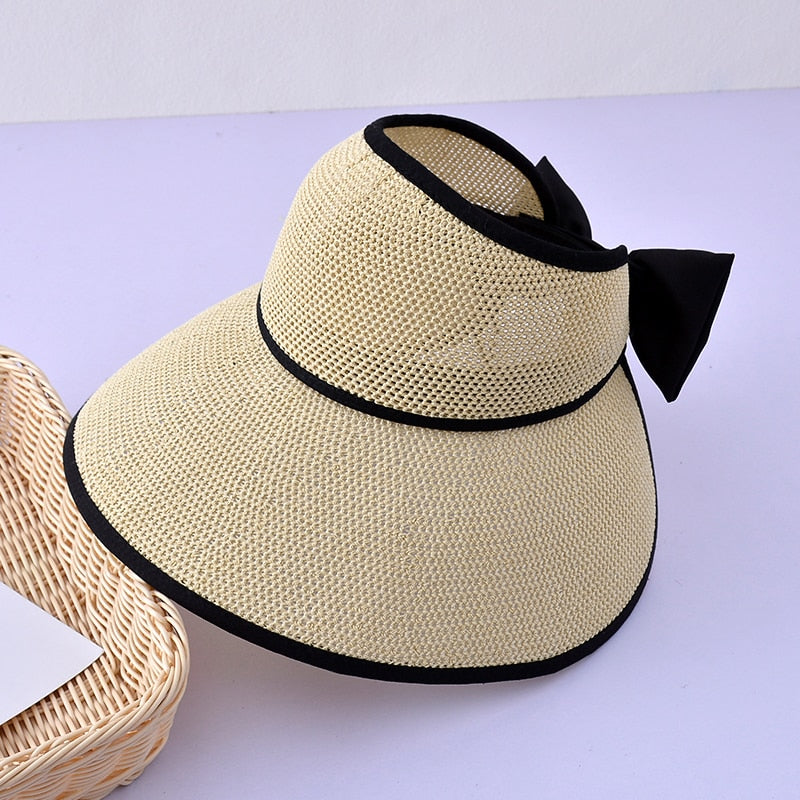 KINIJA Summer Large Brim Floppy Visor Straw Hat