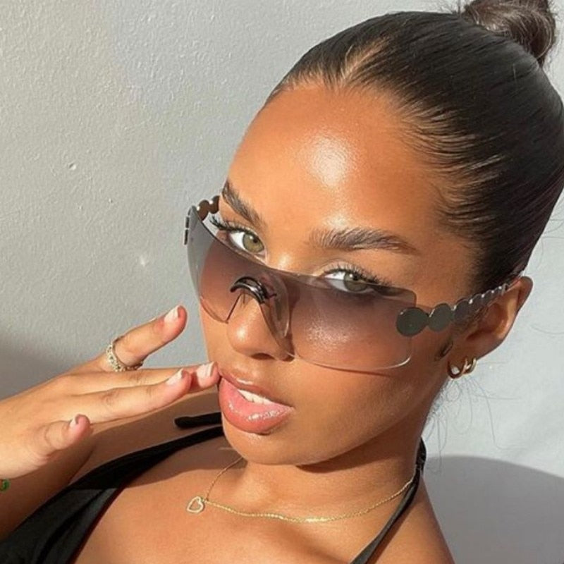GUVIVI New Ins Rimless One Piece Sunglasses